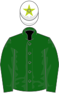 Bottle green, white cap, lime green star