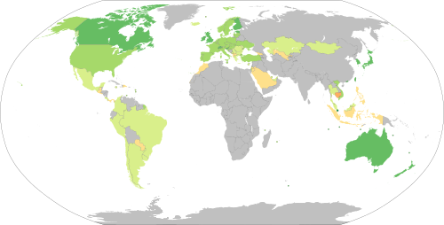 Coloured world map with PISA PISA average Science scores (2022)