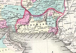 The realm of Balochistan and its cities under Control the State of Kalat in 1855
