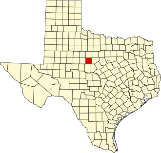 Map of Texas highlighting Callahan County