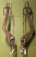 Men's ear pendants (batling) made of hornbill, brass, shell and cotton