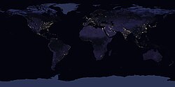 Satellite image of Earth at night