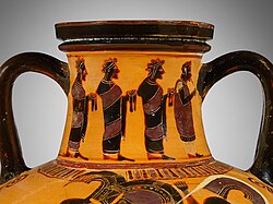 Neck of Geryon side of Herakles' tenth labor amphora
