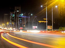 Night view of Blue Area, the commercial hub of Islamabad.