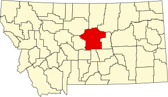 Map of Montana highlighting Fergus County