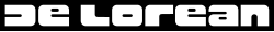 Badging of the logo found on a DeLorean automobile
