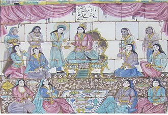 A painting on white tiles