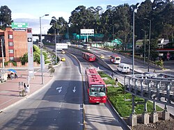 21 Ángeles station of Transmilenio on Avenida Suba