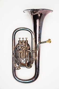 Photograph of a British style baritone with three valves