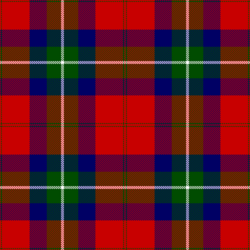Superimposed check – Ruthven, a red ground with a big green stripe "inside" a bigger blue one, then white and green over-checks.