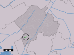 The town centre (dark green) and the statistical district (light green) of Darp in the municipality of Westerveld.