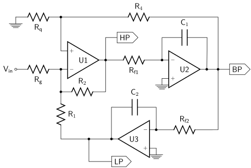 Schematic for a state variable filter