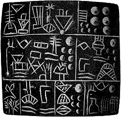 A proto-cuneiform tablet, Jemdet Nasr period, c. 3100–2900 BC