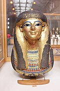 Mask of Tjuyu; c. 1387–1350 BC; gold, past of glass, alabaster and other materials; height: 40 cm; Egyptian Museum (Cairo)