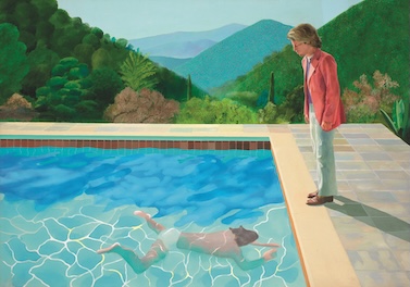 Portrait of an Artist (Pool with Two Figures), a pop art acrylic-on-canvas painting.