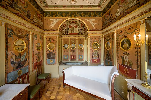 Empire style – Napoleon's bath of the Château de Rambouillet, Rambouillet, France, painted by Godard and Jean Vasserot, 1806