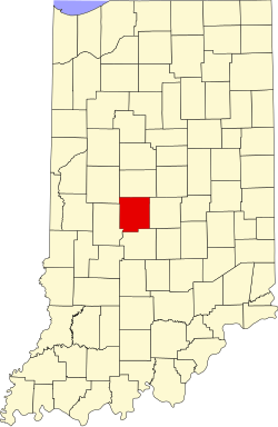 Map of Indiana highlighting Hendricks County