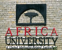 Sign for Africa University at its entrance