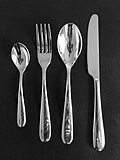 Alessi Nuovo Milano cutlery by Ettore Sottsass with Alberto Gozzi (1989 award)[47]