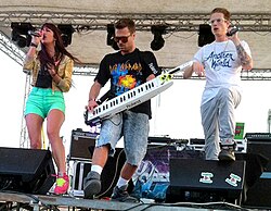 Valentine, Ridge, and Fontaine performing at the Never Say Never Festival in 2011