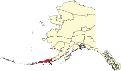 State map highlighting Aleutians East Borough