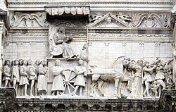 Relief on the Castel Nuovo, Naples, 1470. It shows the entry of Alfonso V of Aragon after taking the city.