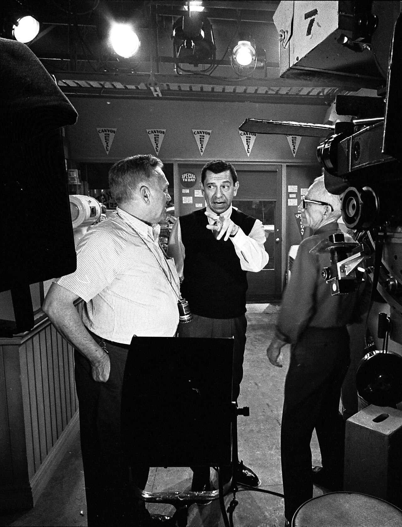 Jack Webb and Walter Strenge on the set of Dragnet 1966.jpg