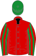 Red, green cap and striped sleeves