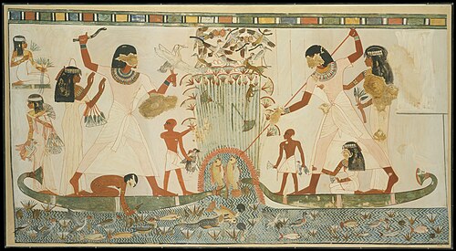 Menna and Family Hunting in the Marshes, Tomb of Menna, 14th century BC