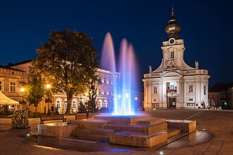 View of the Main Square with the Baroque Basilica of Presentation of Virgin Mary
