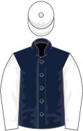 Dark blue, white sleeves and cap