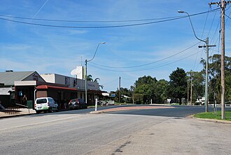 Murray Street, the main street of Tooleybuc, near the approach to the bridge