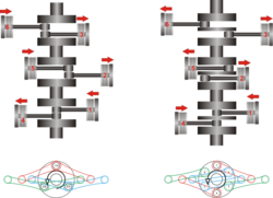 Difference between two flat 6 cylinder engines: 180° V on the left, boxer on the right