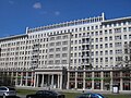 Closeup of a Stalinist-era building