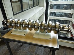 A niobium-based 1.3 GHz nine-cell superconducting radio frequency cavity to be used at the main linac[11]