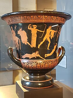 Apollo and Artemis kill the children of Niobe, 460–450 BCE by the Niobid Painter. Louvre, Paris.