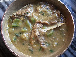 Assamese khar dish with rohu fish heads