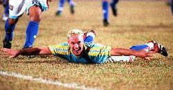 Doug Ithier celebrates goal in S-League