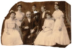 Sepia tone photo of 1880's Confirmation class in formal wear