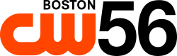 The CW network logo in orange. Above it, right-aligned, is the word "Boston" in black. To the right, full-height, is a sans-serif numeral 56.