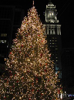 Christmas tree near Boston's Quincy Market.