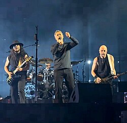 System of a Down performing in Mexico City, in 2026. From left to right: Daron Malakian, John Dolmayan, Serj Tankian, and Shavo Odadjian.