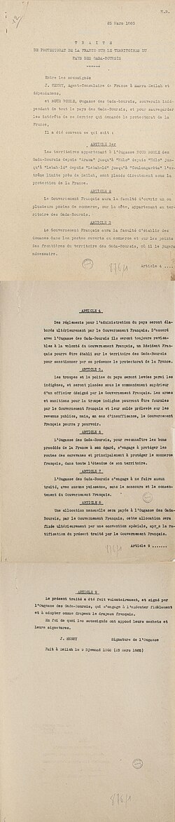 PROTECTORATE TREATY ON THE TERRITORIES OF THE GADABUURSI COUNTRY