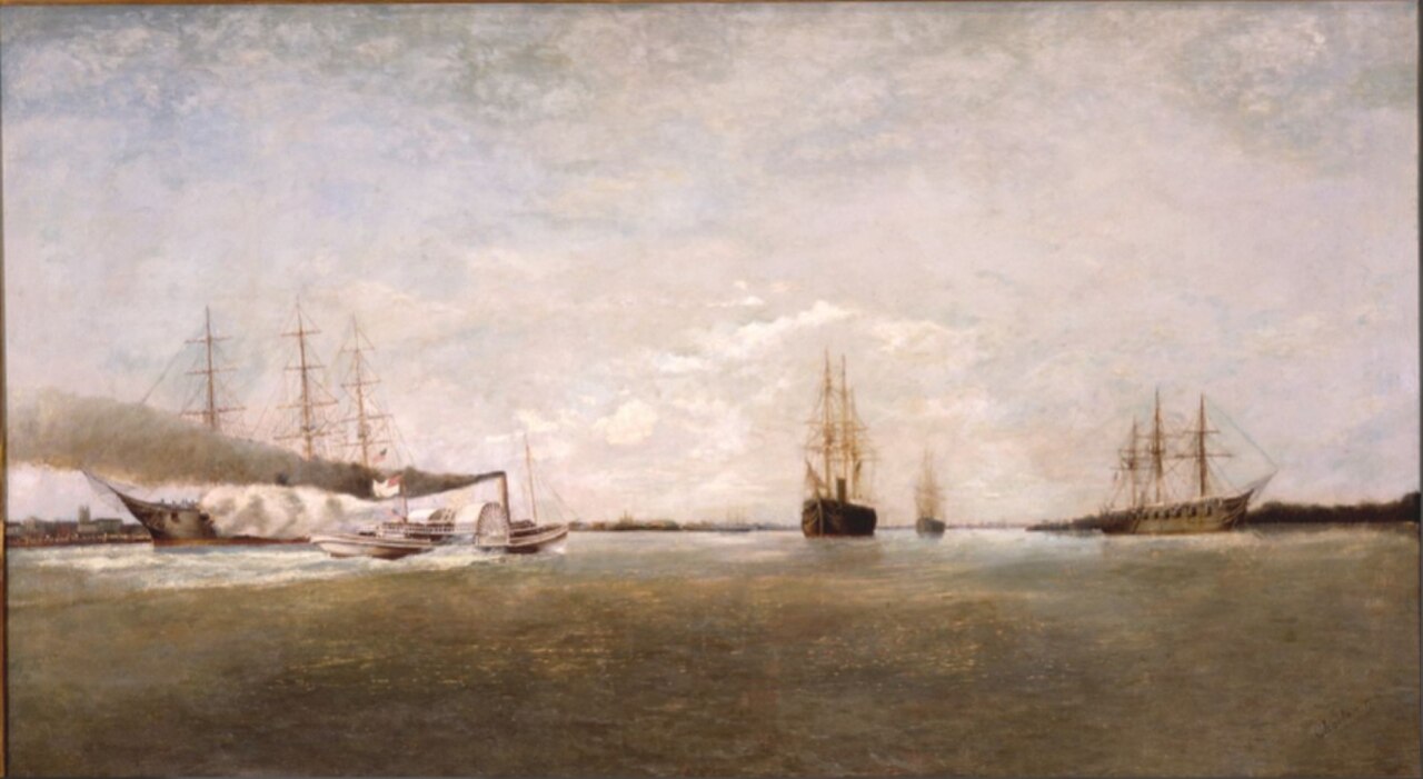 The Webb Running the Blocade, by William Lindsey Challoner.jpg