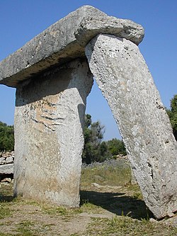 Taula from the site of Talatí de Dalt about 4 km (2 mi) west of Mahón.