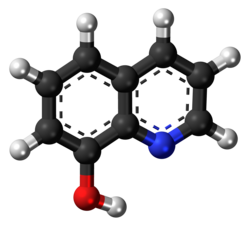 Ball-and-stick model of the 8-hydroxyquinoline molecule