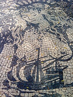 Portuguese pavement inspired on The Lusiads at Camões Garden.