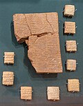 Large inventory tablet and some of the small daily management tablets from which it centralizes information, on the movement of animals. Puzrish-Dagan, reign of Amar-Sin. Museum of the Oriental Institute of Chicago