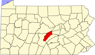 Map of Pennsylvania highlighting Mifflin County
