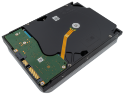 This image shows an oblique view of the back of a Seagate EXOS X18 18 TB HDD